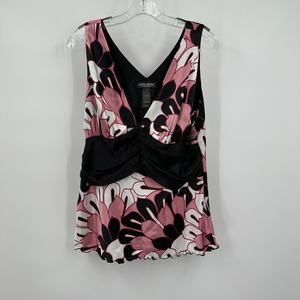 Bisou Bisou Womens Y2K Baby Doll Top Size 16 Floral Bold V Neck Bloomcore